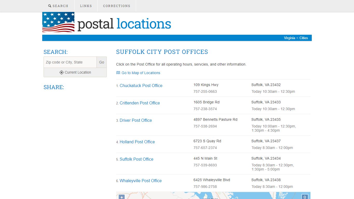 Post Offices in Suffolk, VA - Location and Hours Information
